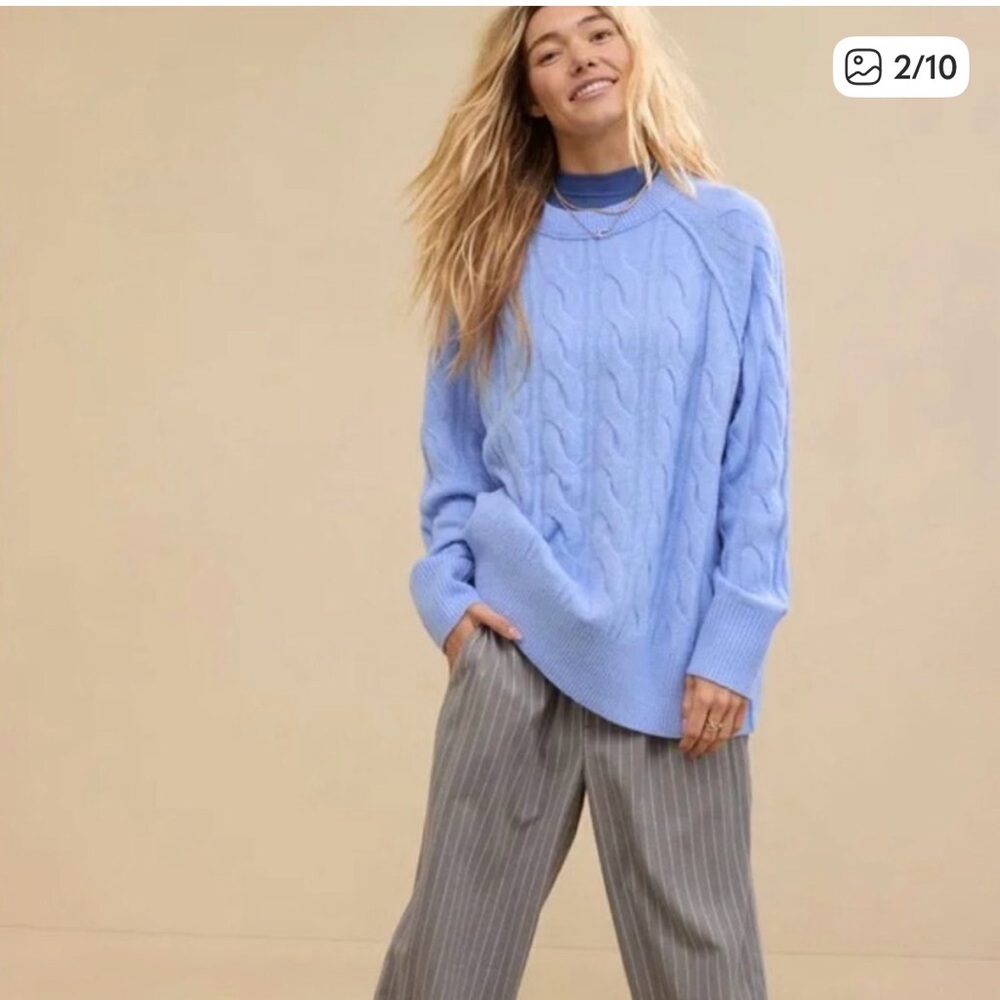 Aerie Soft Blue Cable Knit Sweater